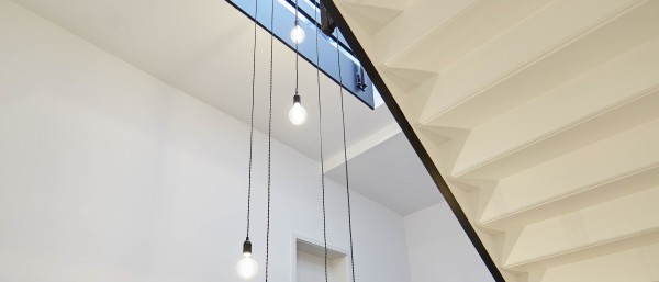 Schwarz-weiß: Das Treppenhaus wurde nur renoviert