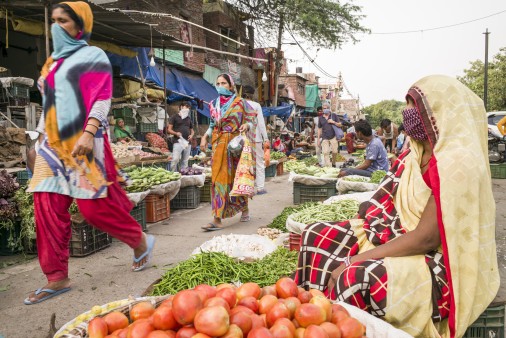 A vegetable market in Delhi