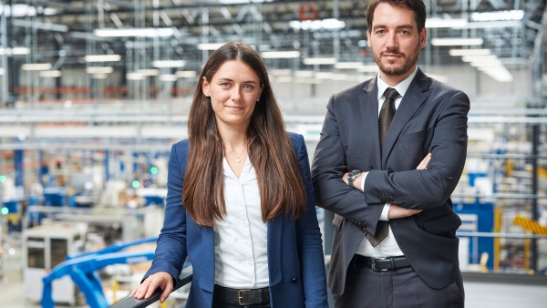 Annika and Hugo Trappmann (CEO) in the Blechwarenfabrik Limburg 