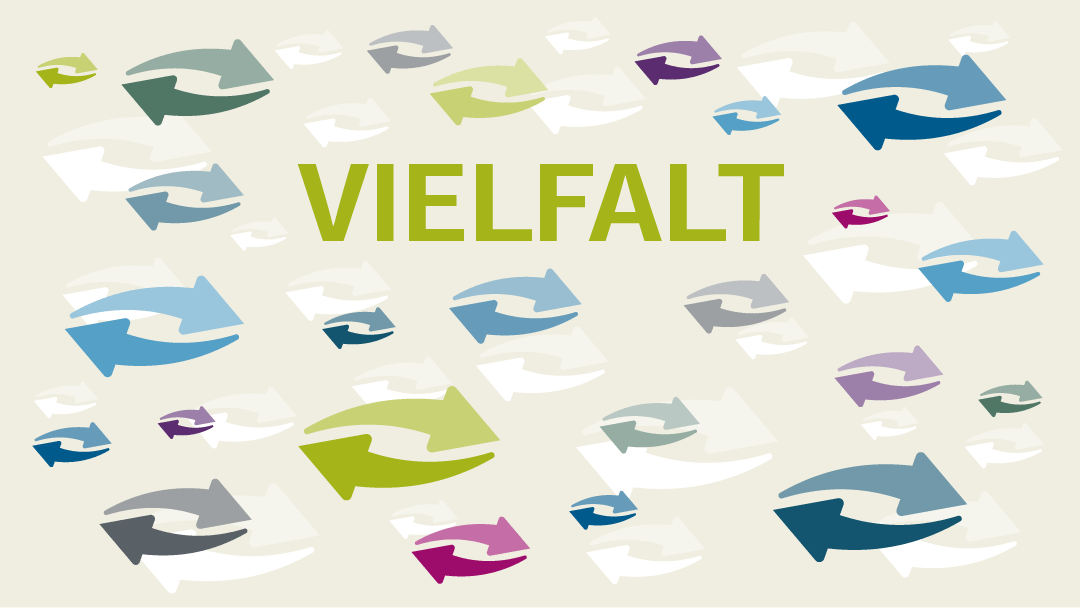 Illustration zu Währungsvielfalt: bunte Pfeile, die ineinander greifen