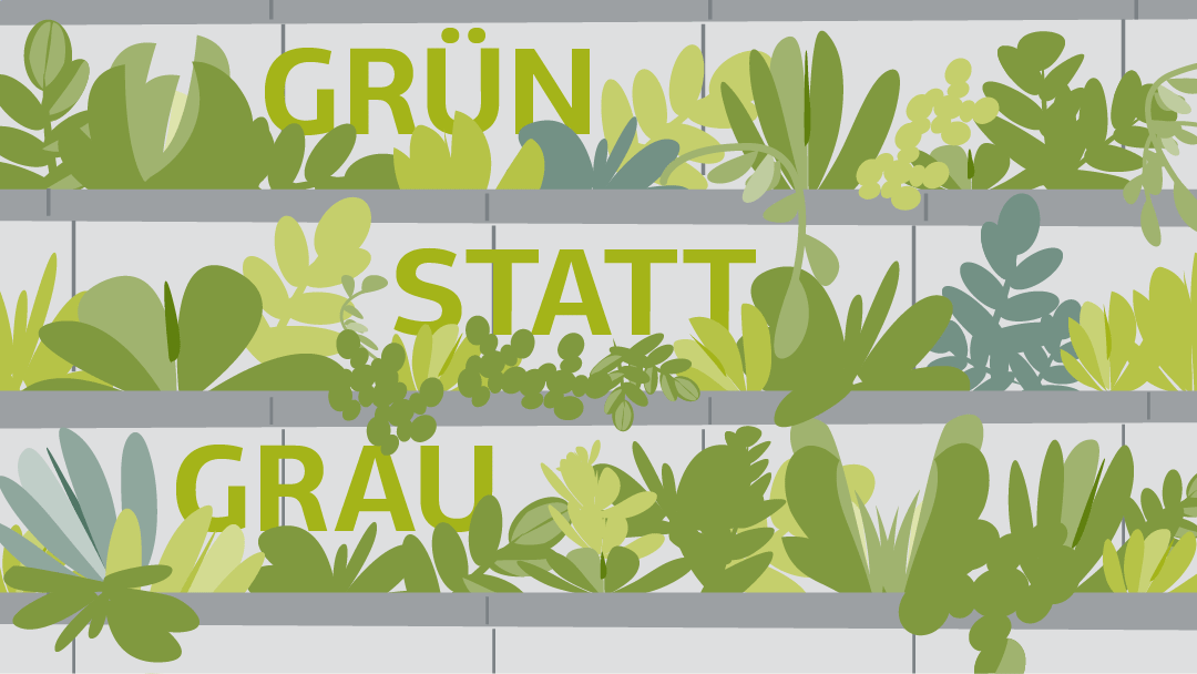 Illustration zu "Grün statt Grau": Eine vertikale Grünanlage