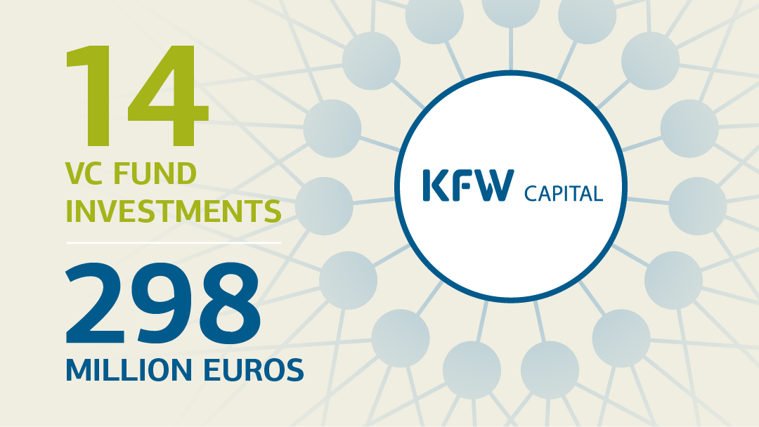 Illustration of a branching network with KfW Capital logo in the centre