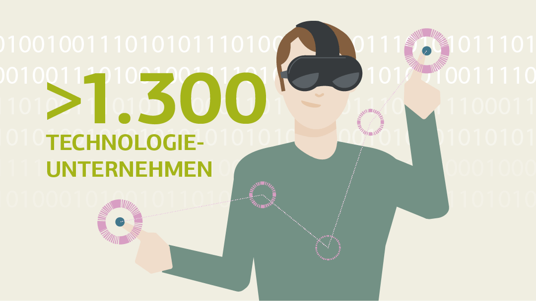 Illustration einer Person mit VR-Brille