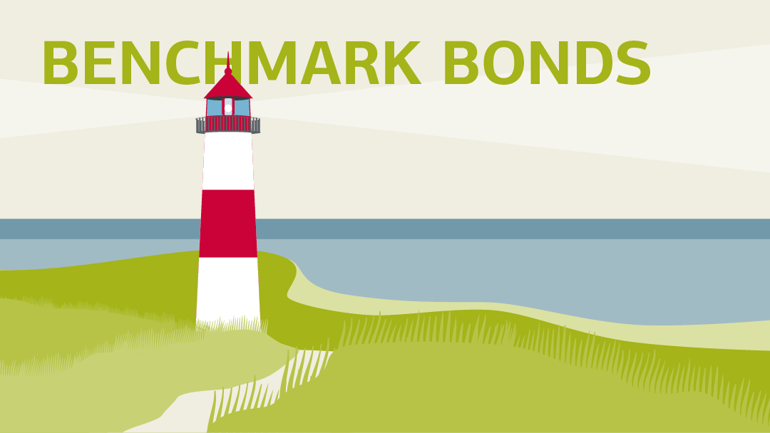 Illustration on benchmark bonds: Lighthouse with luminous beams