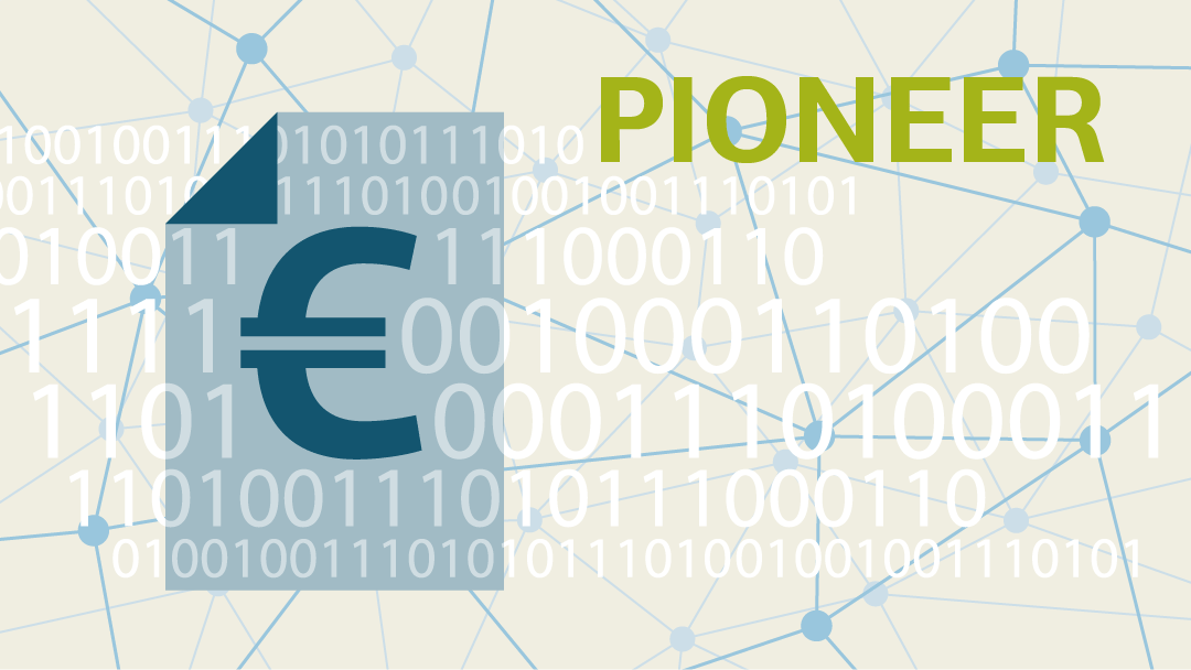 Illustration on digitisation: binary code in front of a data file