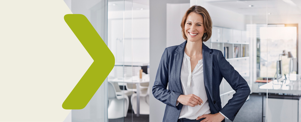 Portrait of a woman standing in a office