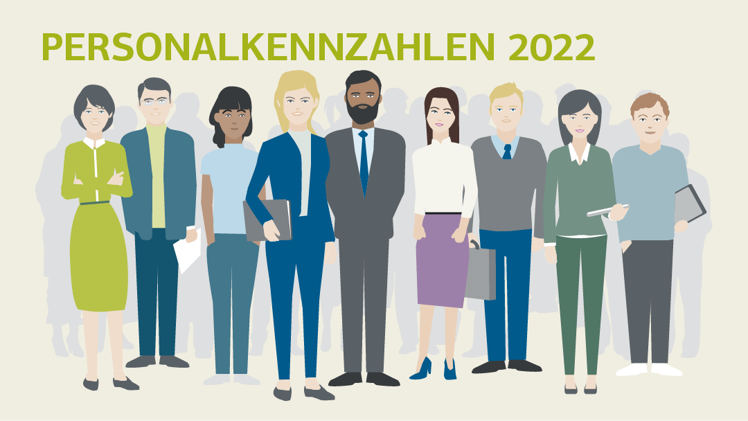 Illustration zu Personalkennzahlen: viele verschiedenen Personen stehen nebeneinander