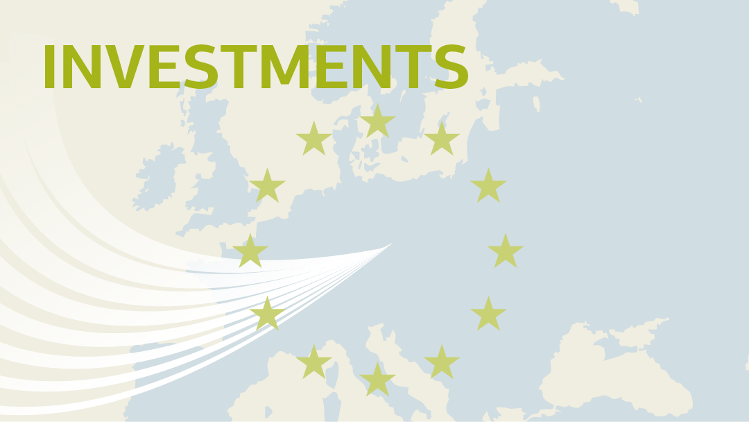 Illustration einer Europakarte mit den europäischen Sternen