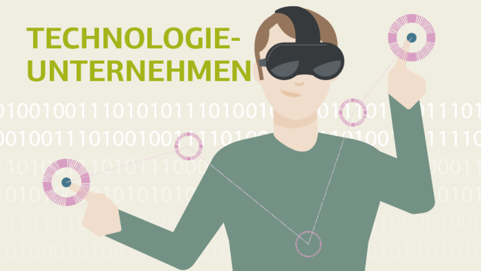 Illustration einer Person mit VR-Brille