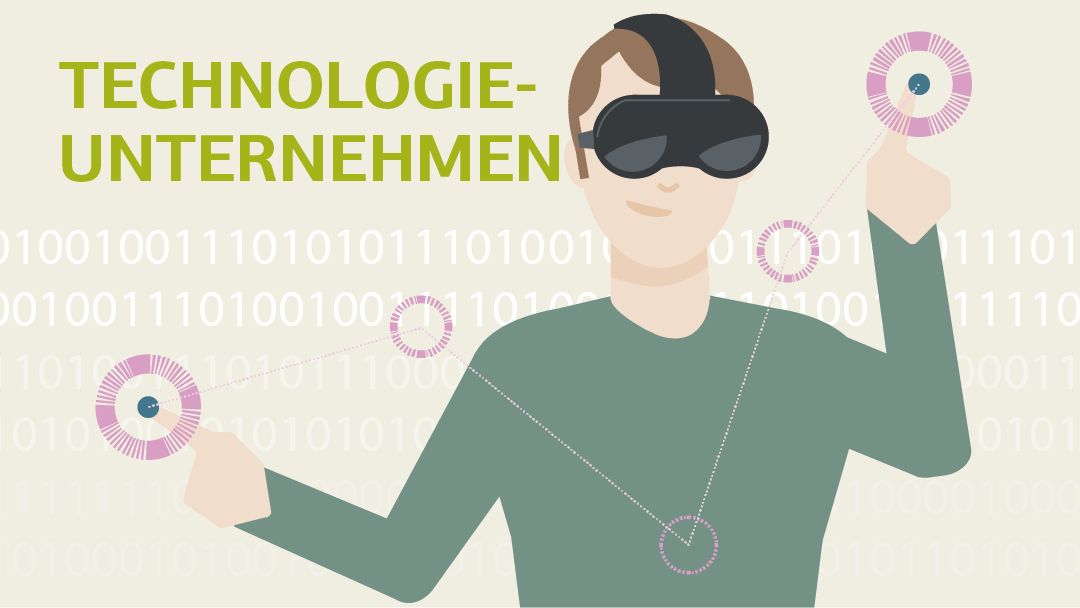 Illustration einer Person mit VR-Brille