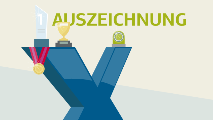 Illustration zu Auszeichnungen: Großes X (für KfW IPEX-Bank) mit Awards 
