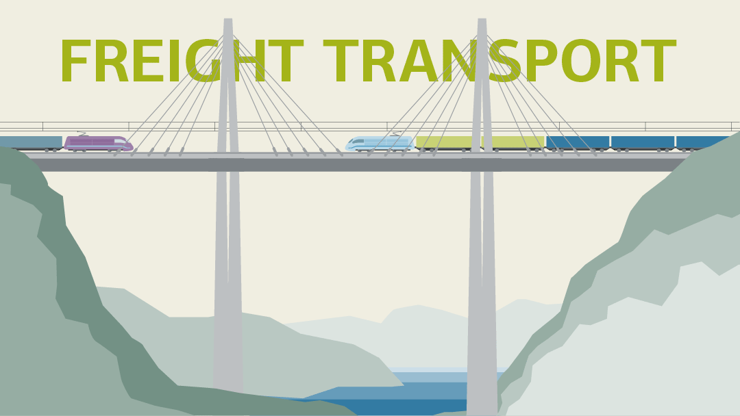 Illustration for freight traffic: bridge with freight trains