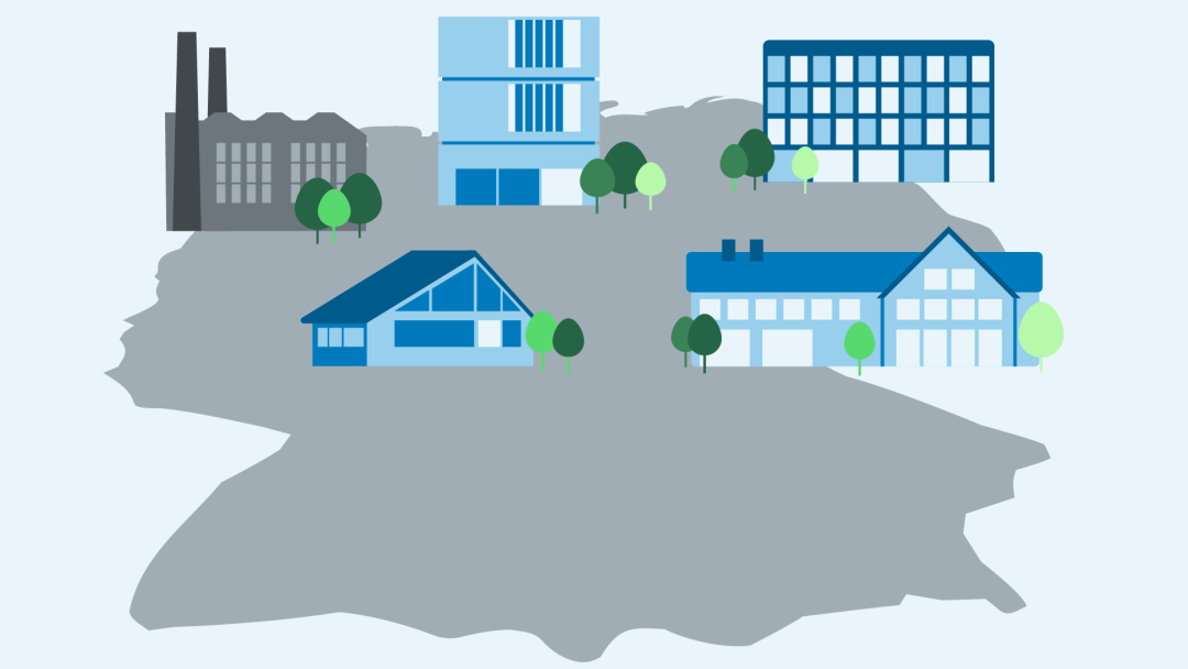 Illustration shows map of Germany and industrial locations