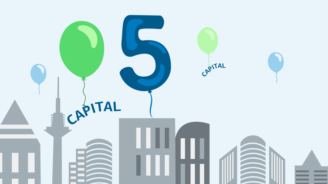 Illustration von Luftballons zu 5 Jahre KfW Capital
