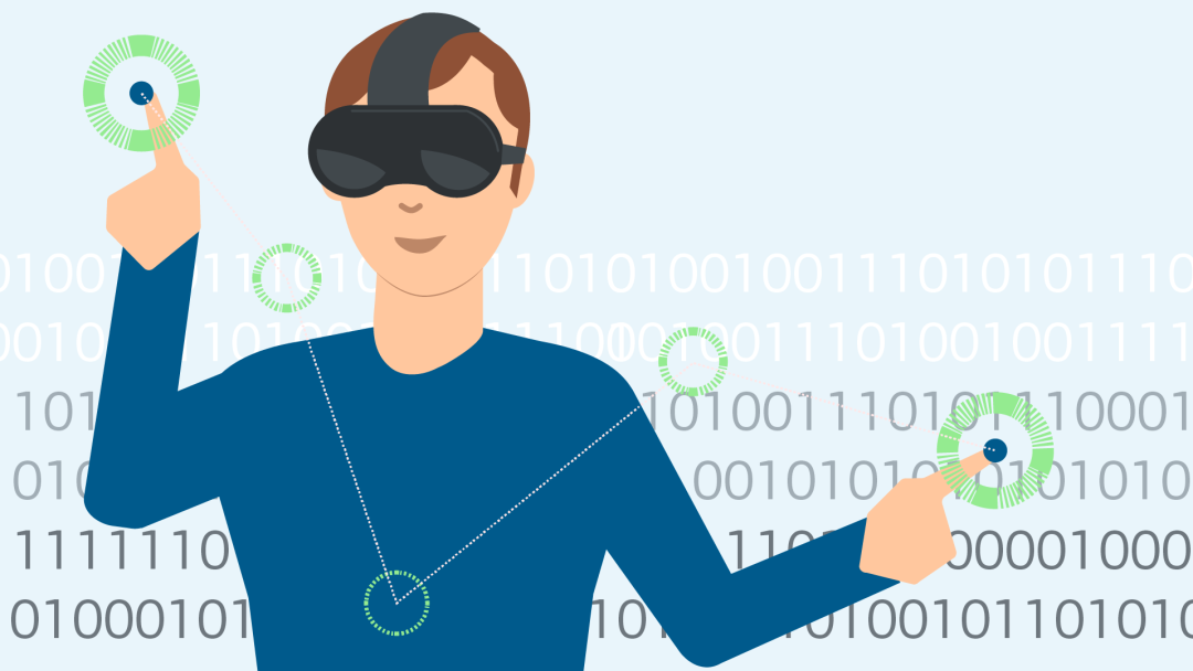 Illustration einer Person mit VR-Brille