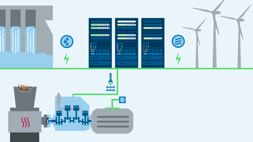 Illustration of a sustainable data center