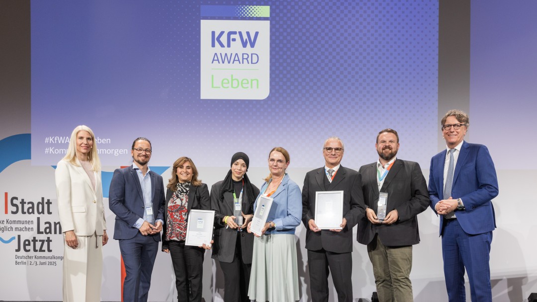 Preisverleihung des KfW Award Leben in der Kategorie „Digitale Bildung“ mit den Gewinnern aus Nürnberg, Mönchengladbach und Bergdorf am Rhein.