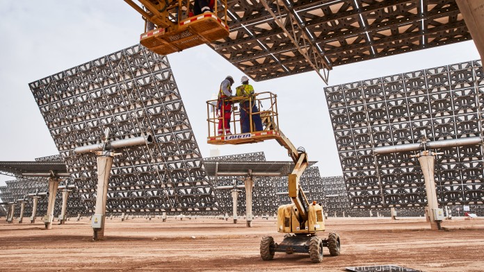 Solar panel of the solar site in Ouarzazate, Morocco