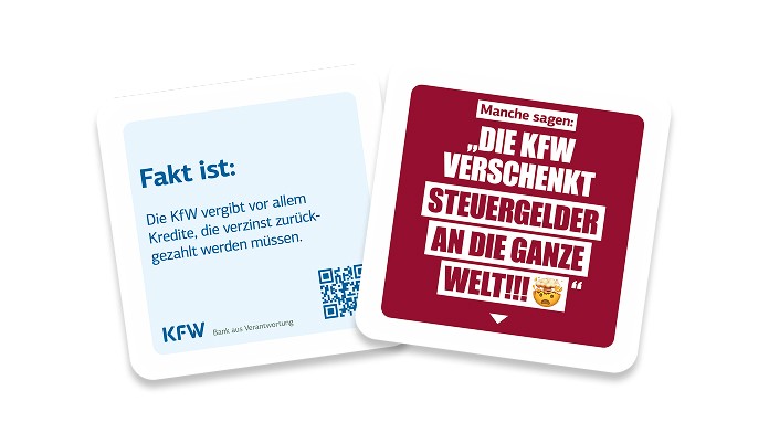 Grafik eines Bierdeckels mit Stammtischparole und deren Entkräftung