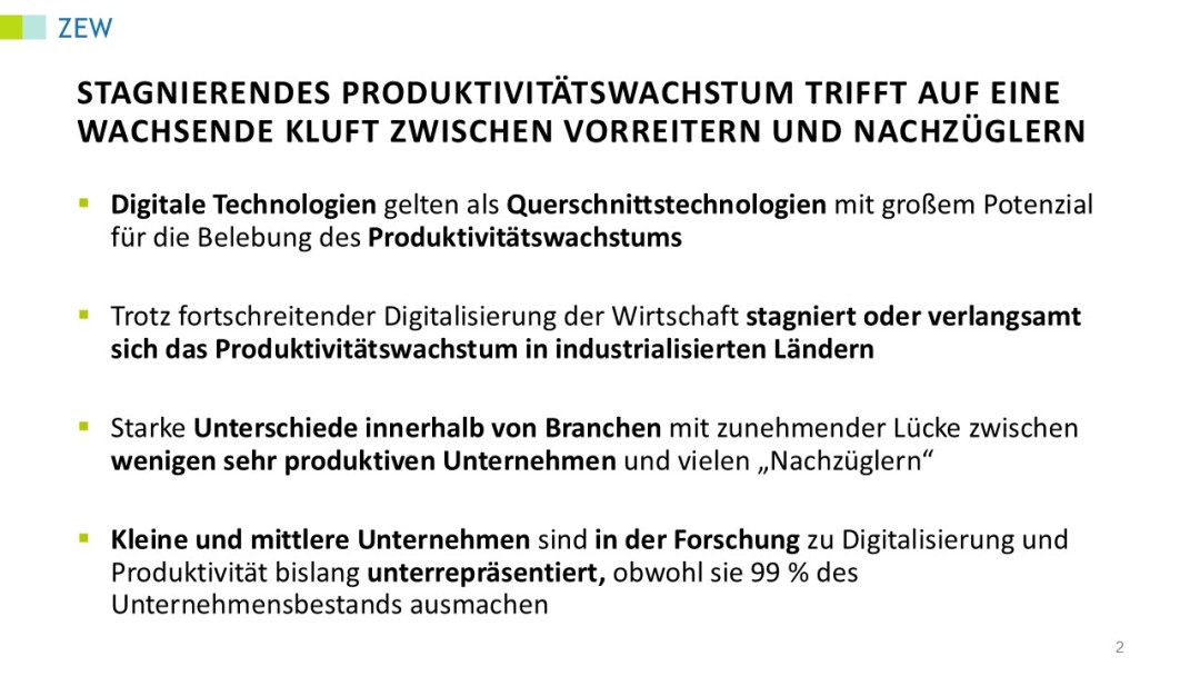 Stagnierendes Produktivitätswachstum trifft auf eine wachsende Kluft zwischen Vorreitern und Nachzüglern