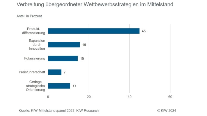 Die Strategie Produktdifferenzierung ist am weitesten verbreitet