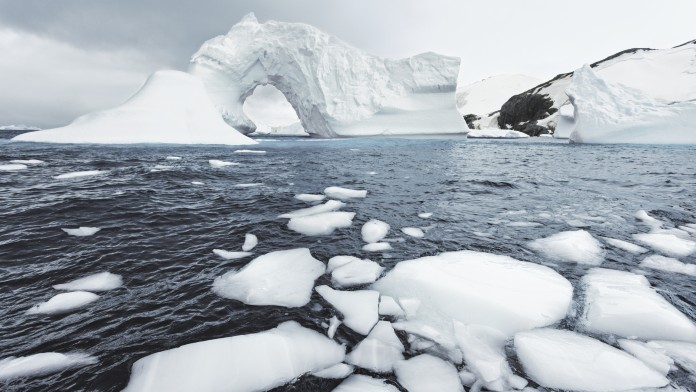 Eisschollen, die im Meer treiben