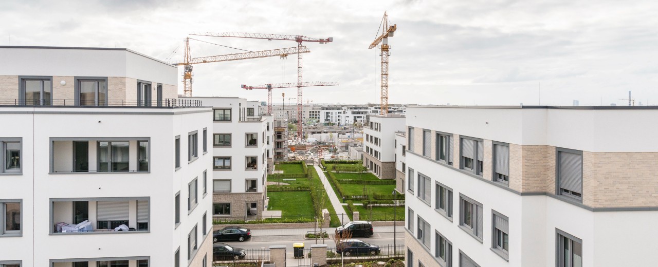 Großbaustelle im Neubaugebiet Europaviertel in Frankfurt