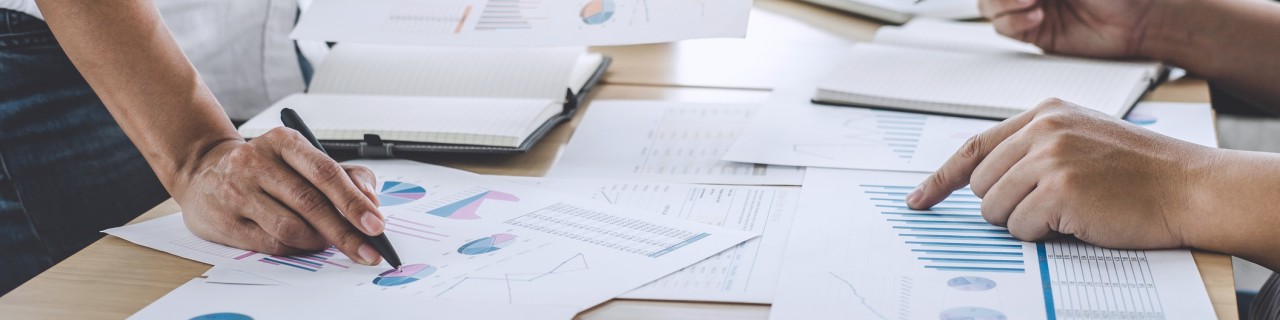 Business team meeting working with new startup project, discussion and analysis data the charts and graphs