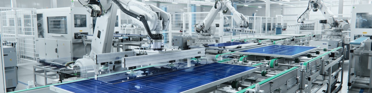 Eine Produktionsstraße für Solarpaneele