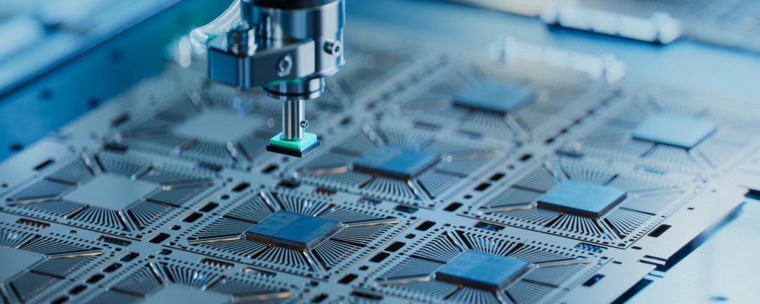 Ein Chip während der Herstellung