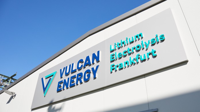 Firmenschild von Vulcan Energy in Frankfurt-Hoechst