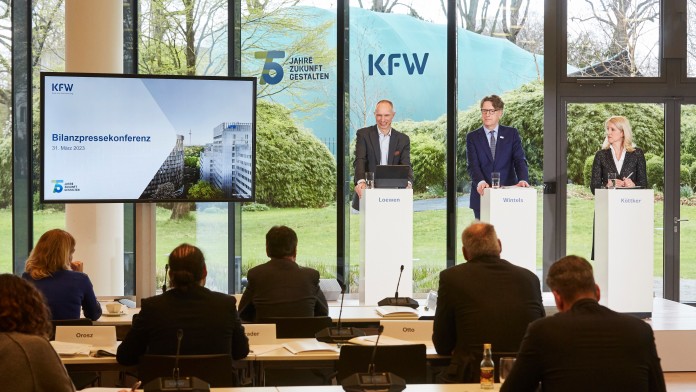 The KfW Executive Board during the annual kick-off press conference on 31 January 2023 at KfW's Frankfurt office.