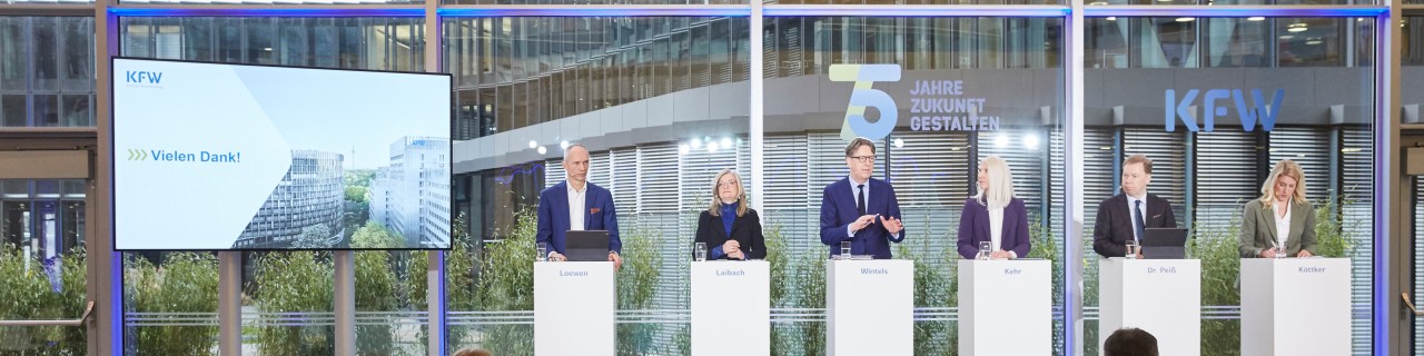 The KfW Executive Board during the annual kick-off press conference on 31 January 2023 at KfW's Frankfurt office.