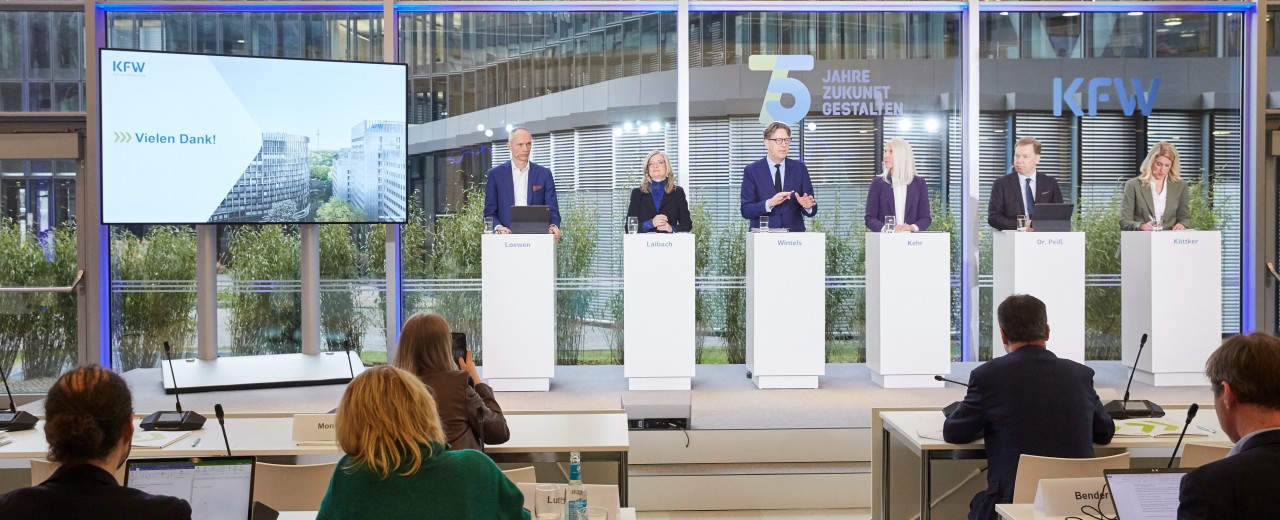 The KfW Executive Board during the annual kick-off press conference on 31 January 2023 at KfW's Frankfurt office.