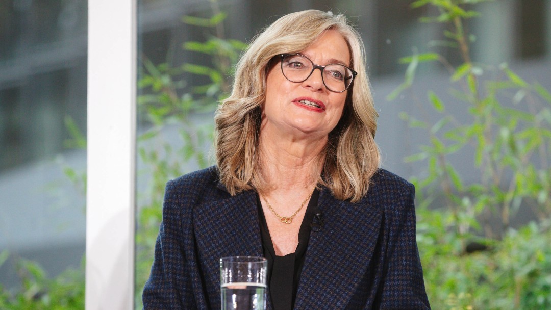 Christiane Laibach, Vorstandsmitglied der KfW, während der Jahresauftakt-Pressekonferenz 2025 in Frankfurt