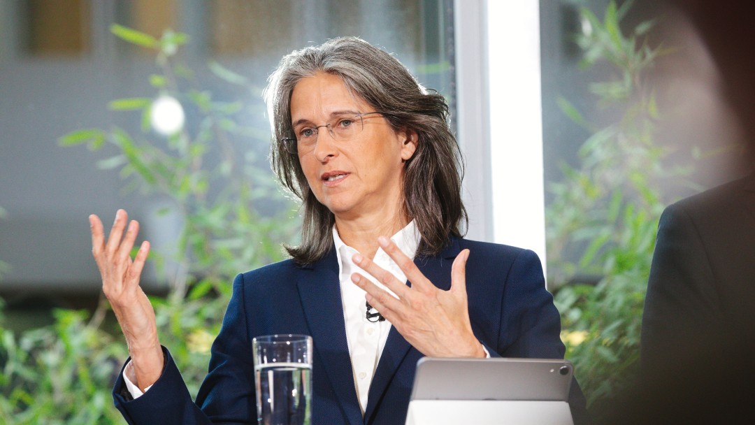 Katharina Herrmann, Vorstandsmitglied der KfW, während der Jahresauftakt-Pressekonferenz 2025 in Frankfurt