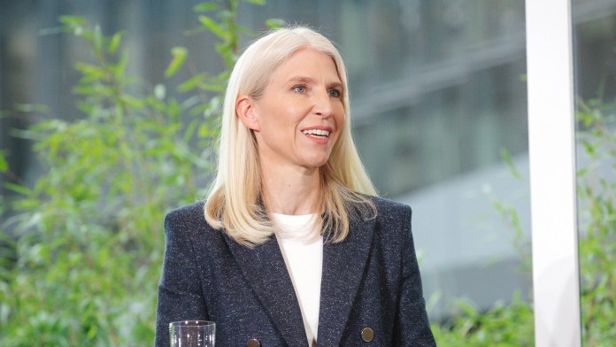 Melanie Kehr, Vorstandsmitglied der KfW, während der Jahresauftakt-Pressekonferenz 2025 in Frankfurt
