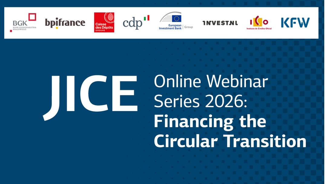 Mehrere Unternehmenslogos in einer Reihe über dem Text 'JICE Online Webinar Series'