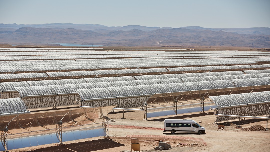 View of a solar power plant in the desert