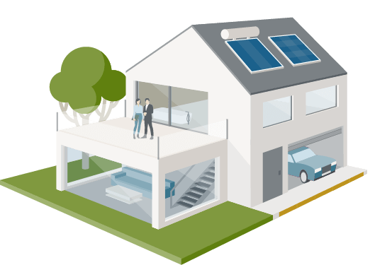 Einfamilienhaus mit Maßnahmen zur energetischen Sanierung