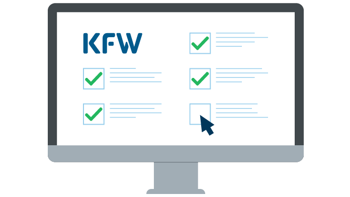 Grafik: Computer auf dem ein Formular mit KfW-Logo geöffnet ist