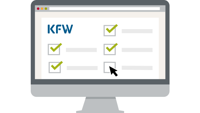Grafik: Computer auf dem ein Formular mit KfW-Logo geöffnet ist
