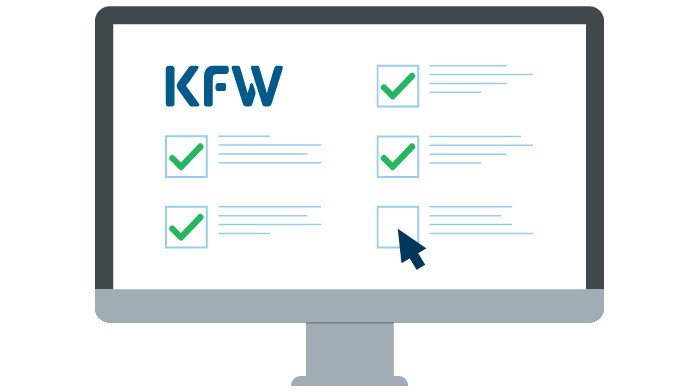 Grafik: Computer auf dem ein Formular mit KfW-Logo geöffnet ist