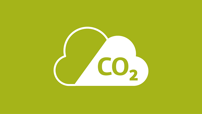 Grün-weiße Grafik einer CO2-Wolke