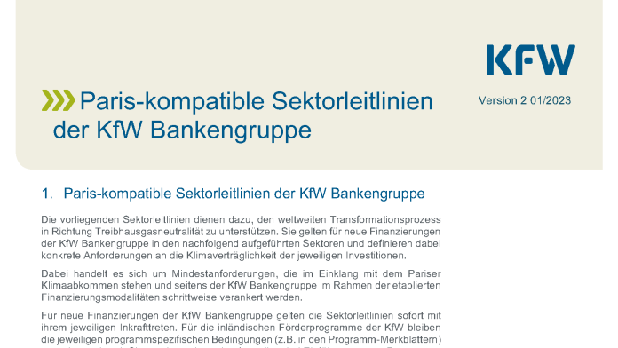 Titelseite Kundenversion Sektorleitlinien KfW