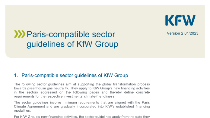 Titel of KfW's Sector guidelines