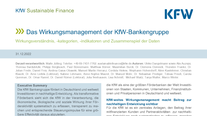 Titelseite Methodenpapier Wirkungsmanagement KfW