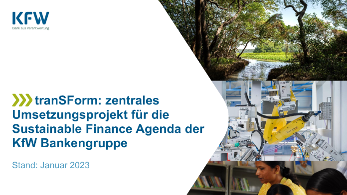 Titelfolie der Präsentation des Sustainable Finance Projekts der KfW Bankengruppe