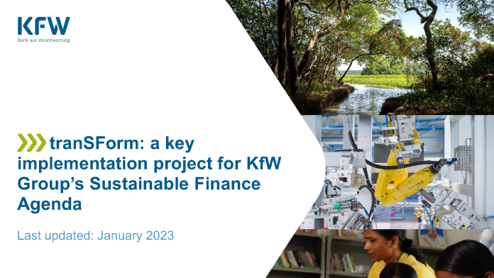 First slide of the presentation of the KfW group's sustainable finance project