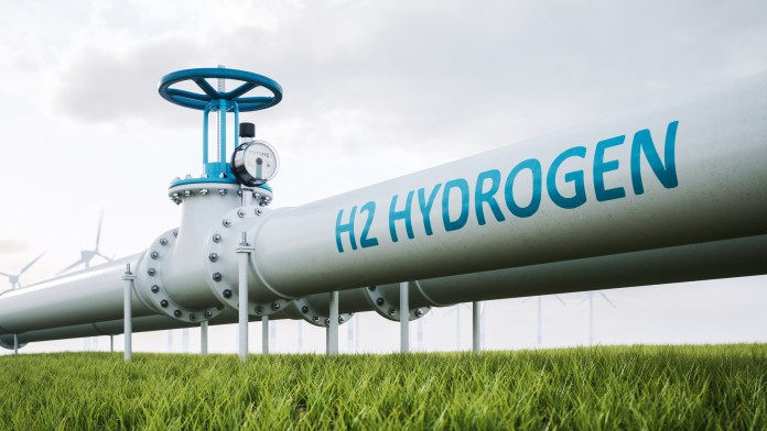 Wasserstoff-Leitung mit Messanzeige